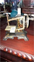 Miniature decorated metal toy sewing machine