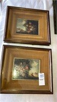 Pair of framed miniature paintings 9”x 8”