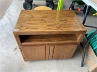 Wooden TV stand, foldable stool and misc.