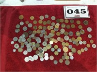 large lot of foreign coins