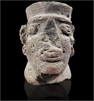 Pre-Columbian Volcanic Rock Sculpture "Head"