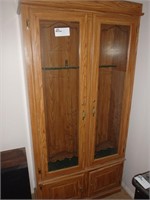 GLASS FRONT GUN CABINET WITH LOCK (NO KEY)
