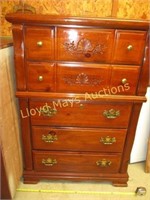 Mid Century Wood Upright Chest Of Drawers