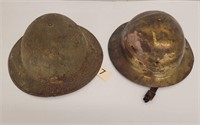 (2) Antique Metal Military Helmets