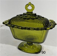 Vintage Indiana Glass Green Candy Bowl