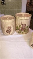 Owl canisters, Tupperware cake taker and