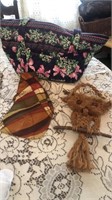 Floral basket decor, Vera Bradley purse, cloths,
