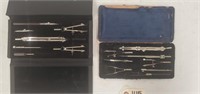 2 Early Compass Drawing Sets 1 USA  1 Unknown