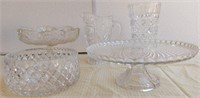 804 - CAKE STAND, BOWLS, PITCHER & VASE