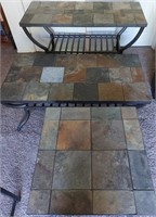 804 - 3 ACCENT TABLES W/SLATE TILE TOPS