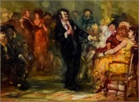 Moshe Chauski Oil on Canvas Panel Ballroom Scene