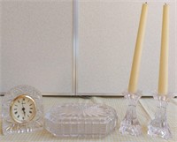 804  CRYSTAL BOX, CLOCK & CANDLE HOLDERS