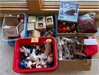 Lot of Five (5) Boxes of Christmas Decorations