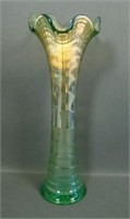 Imperial Lime Grn/Vaseline 12 1/4" Ripple Vase