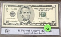 1999 Series Federal reserve $5 Star Note Gem BU