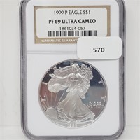 $1 Start Rare Coins, Gems & Fine Jewelry Tues. 7/6 6 pm CST