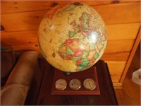 Globe with temperature & barometer base