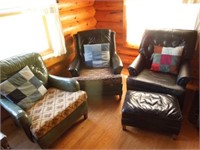 3 armchairs & ottoman