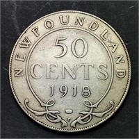 1918 NFLD 50 Cent - SILVER