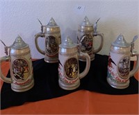 5 Anheuser Busch Collectible Steins