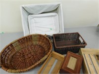 Wicker Baskets, Wooden Containers, Various Sizes