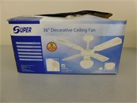 36" Decorative Ceiling Fan,  New