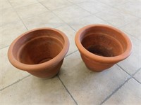 2 Clay Round Flower Pots - 14" diameter