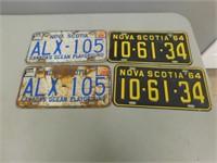 4 Collectible Nova Scotia Licence Plates