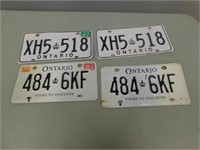 4 Collectible Ontario Licence Plates