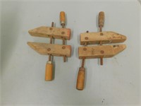 2 Small 2 Handle Antique Wooden Clamps