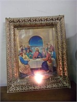 Framed Last Supper Picture with a Light