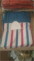Pair of red white and blue twin flat sheets