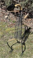 METAL AND WICKER DINOSAUR SCULPTURE STAND