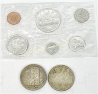 RCM 1963 COIN SET + 2 PRE-1967 SILVER DOLLARS