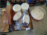 Assorted Candles & Wood Tray (Has Small Crack)
