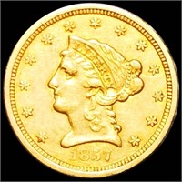 1857 $2.50 Gold Quarter Eagle CLOSELY UNC