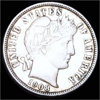 1908-D Barber Silver Dime ABOUT UNCIRCULATED