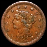 1852 Braided Hair Large Cent NICELY CIRCULATED