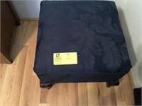 Blue fabric covered stool with chair