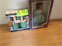 Doll (new in box) & 5 candle set (new in box)