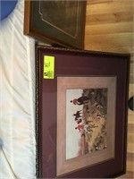 Pair of horse/ hunt scene prints matted & framed