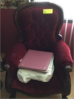 Burgundy "velvet type" chair