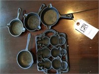 group of misc. small cast iron skillet, etc.