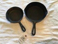 6" & 8" cats iron frying pans "no name"