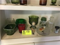 2 shelves w/ misc. bowls & vases