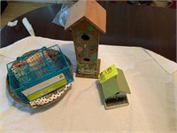 2- birdhouses, basket & cutlery holder