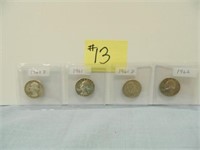 1960D, 61, 61D, 62 Washington Silver Quarters