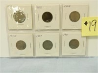1892, 1902, 04, 05, 07, 11 Liberty Head Nickels