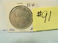 1922D Peace Silver Dollar - EF-40
