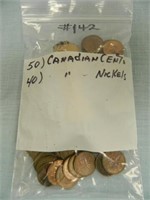 (50) Canadian Cents & (40) Canadian Nickels